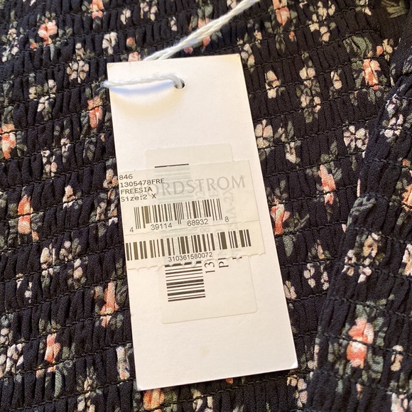 Reformation Pinto Freesia Floral Black Smocked Top 2X - Picture 10 of 13